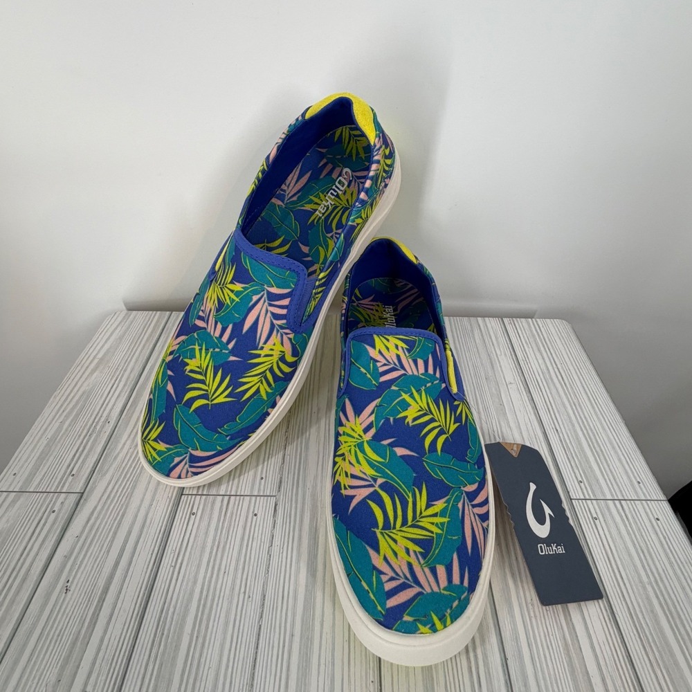 OluKai Lae'ahi Pa'i Men's Slip-On Shoes Sunset Blue Aloha Size 11.5 NEW